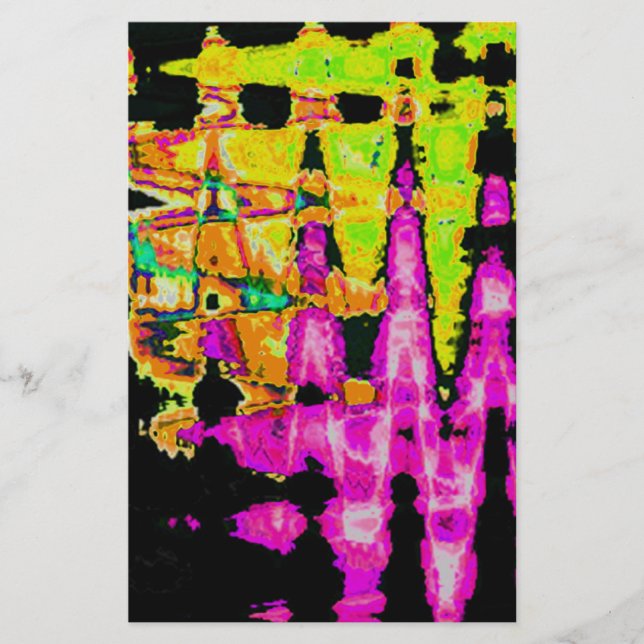 Papeterie Poster d'art Abstrait Neon Glitch Imprimer (Devant)