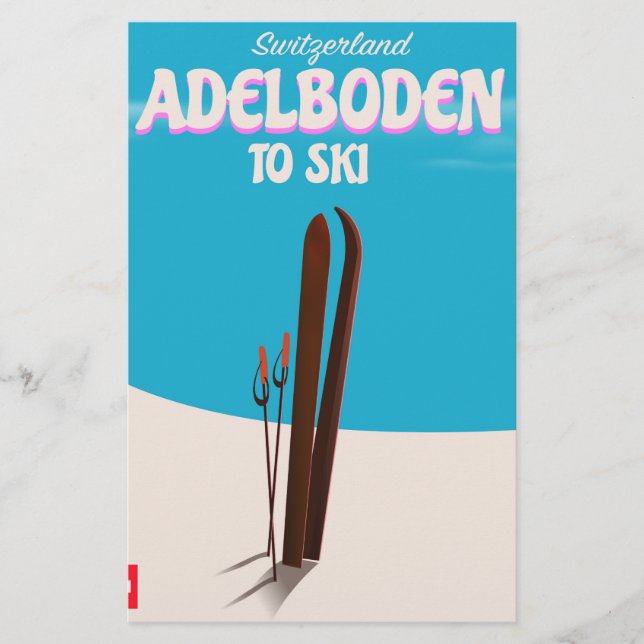 Papeterie poster de voyage de ski Adelboden Suisse (Devant)