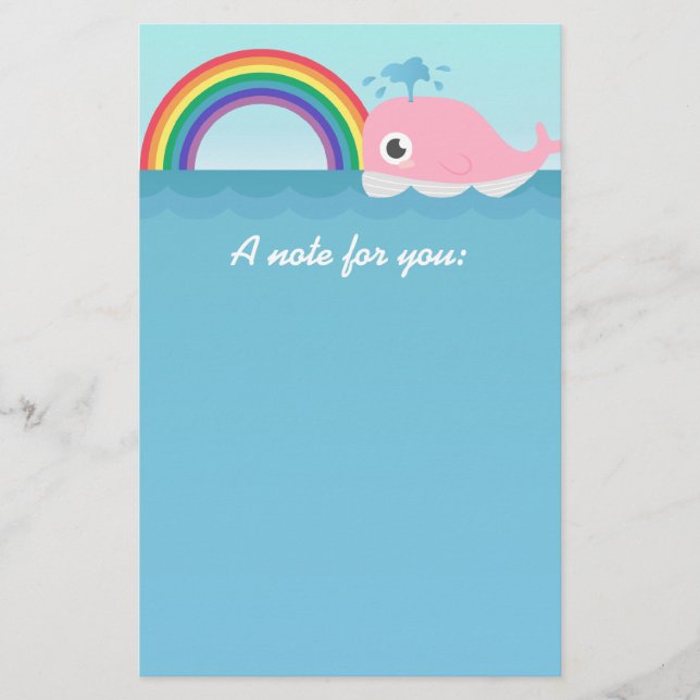 Papeterie Pour les enfants - Baleine rose bébé mignonne avec (Devant)