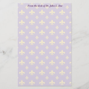 Papeterie Pourpre et or Fleur de lis Stationery