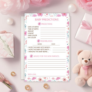 Papeterie Prédictions et conseils pour bébé rose floral