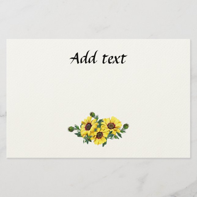 Papeterie Pretty Yellow Sunflower Arrangement template (Devant)