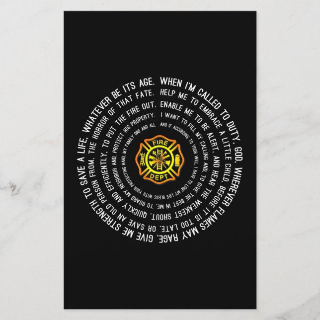 Papeterie Prière des pompiers, Motivation des pompiers (Devant)