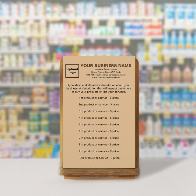 Papeterie Produits ou services commerciaux sur brun clair (Your business products or services on light brown stationery.)
