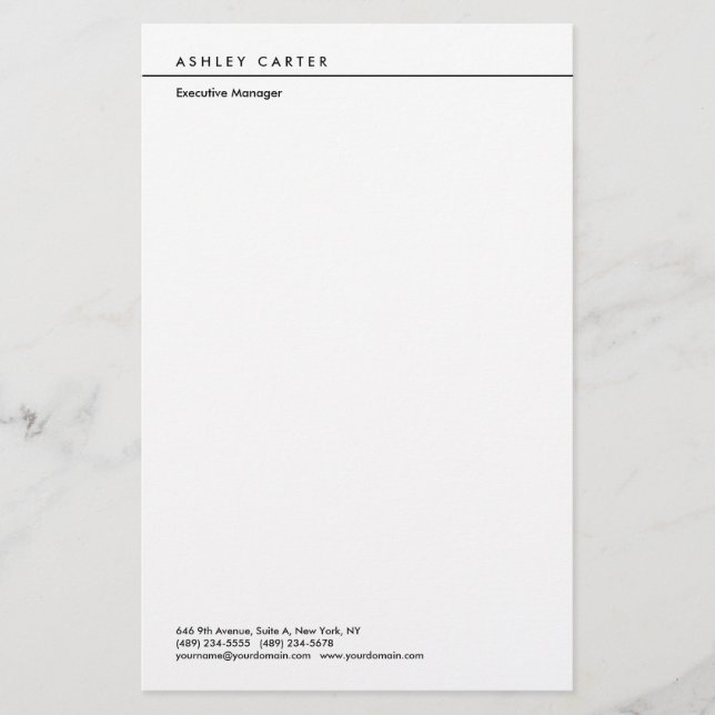 Papeterie Professionnel élégant blanc minimaliste moderne (Devant)