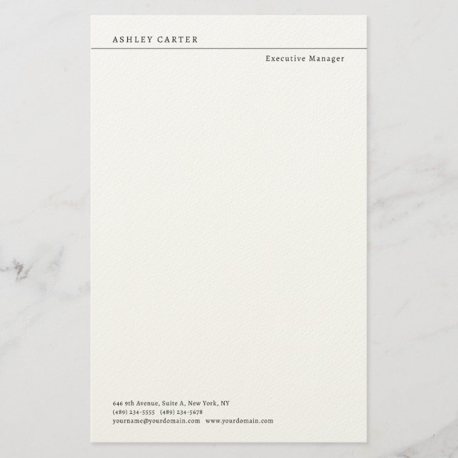 Papeterie Professionnel élégant blanc minimaliste moderne (Devant)