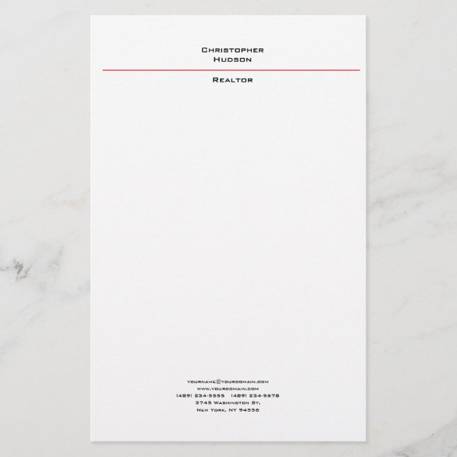 Papeterie Professionnel Noir Rouge Blanc Simple Plat (Devant)