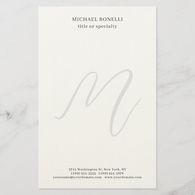 Papeterie Professionnel Plain Moderne Minimaliste Monogrammé (Devant)