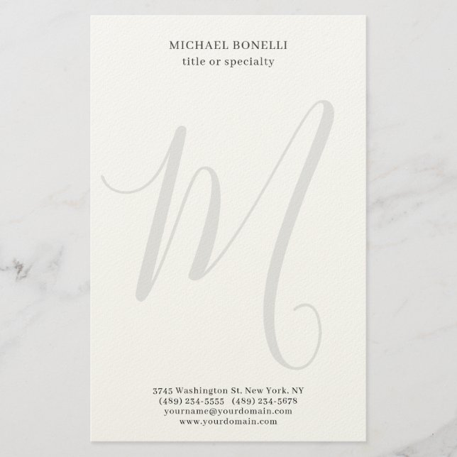 Papeterie Professionnel Plain Moderne Minimaliste Monogrammé (Devant)