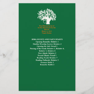 Papeterie Programme Tree Bar Mitzvah Mariage 8,5 po x 5,5 po