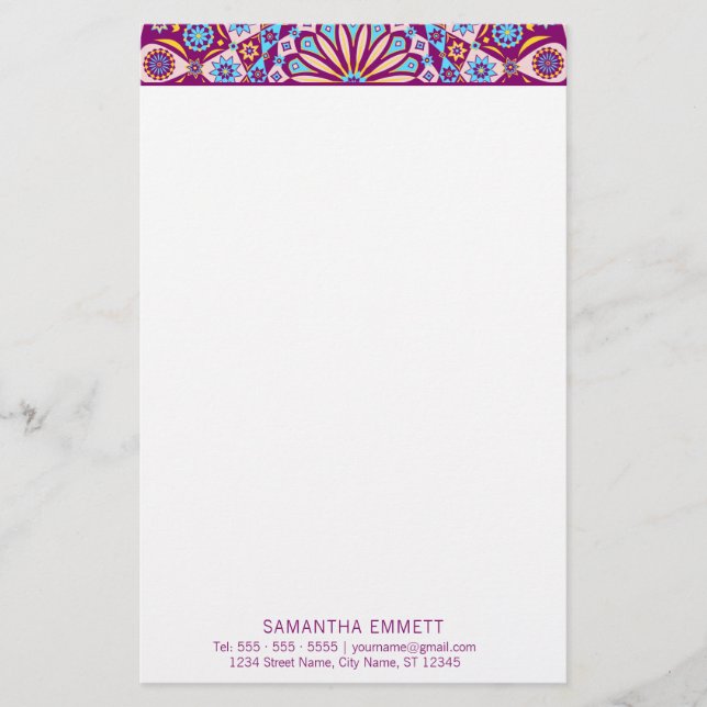 Papeterie Purple Mandala Professional Moderne Papier (Devant)