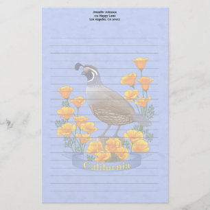 Papeterie Quail d'oiseaux de l'État de Californie et coqueli