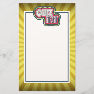 Papeterie Quiz Nuit Trivia Party Jaune Sunburst