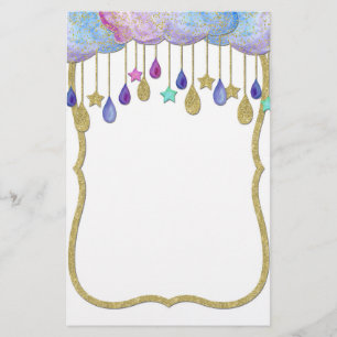 Papeterie Rainbow Cloud Stars Dangling Gold Parties scintill