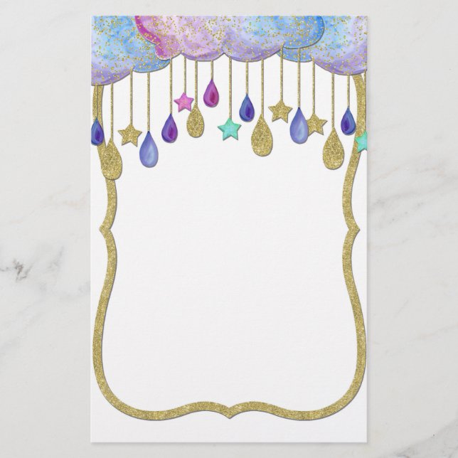 Papeterie Rainbow Cloud Stars Dangling Gold Parties scintill (Devant)