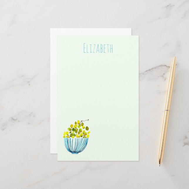 Papeterie raisin aquarelle art fruit (Devant/Arrière en situation)