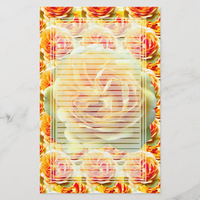 Papeterie rayée par fleur de rose jaune (Devant)