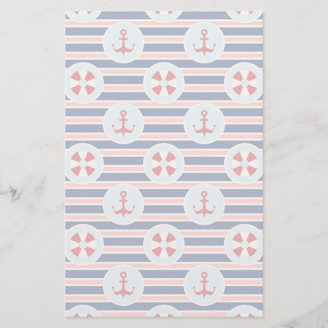 Papeterie Rayures et motif de points nautiques (Devant)