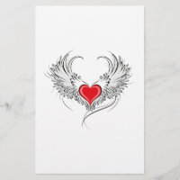 Red Angel Coeur avec ailes