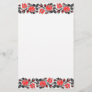 Papeterie Red & Black Rose cross-stitch Russian Pattern
