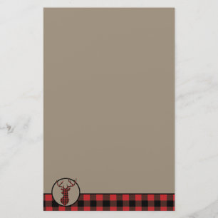 Papeterie Red Buffalo Plaid Border Deer