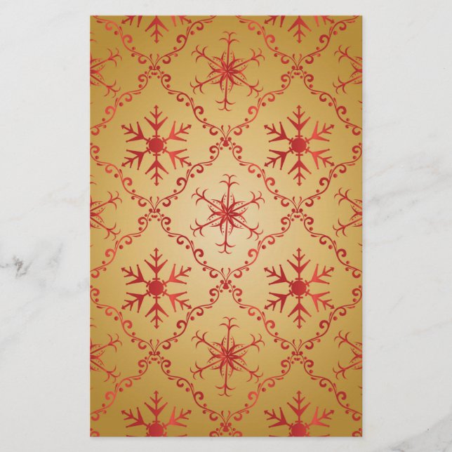 Papeterie Red Christmas Stars on Gold (Devant)