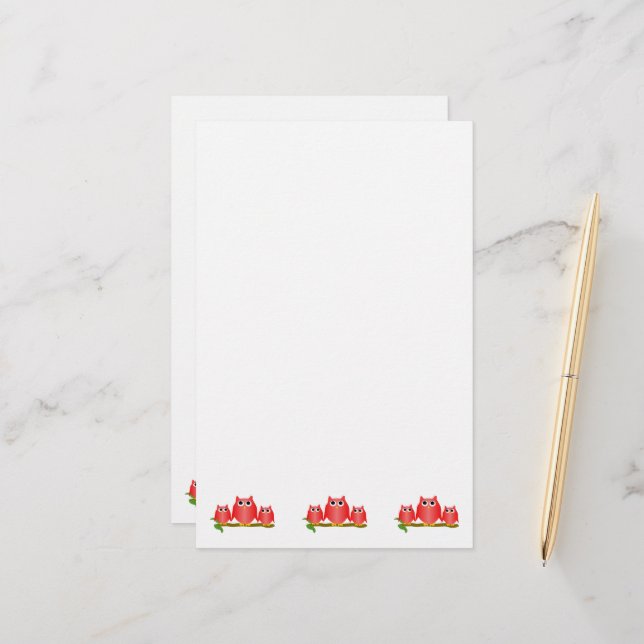 Papeterie Red Owls Design (Devant/Arrière en situation)