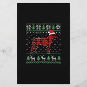 Papeterie Red Plaid Chien laide Noël lumières Boston Terrier