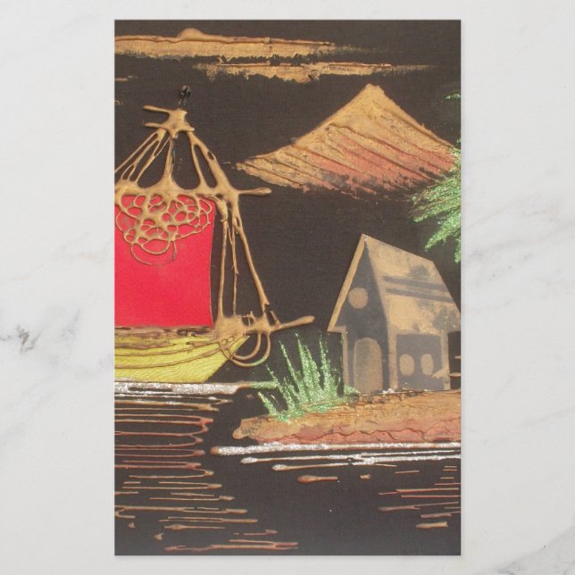 Papeterie Red Sailboat Paysage peinture à l'huile Imprimer (Devant)