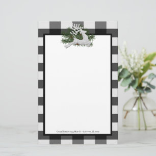 Papeterie Reindeer Buffalo Plaid Stationery personnalisée