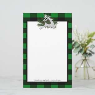 Papeterie Reindeer Buffalo Plaid Stationery personnalisée