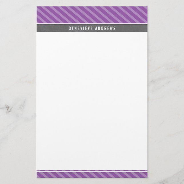 Papeterie REMARQUE PAPIER diagonale rayée gris gras violet v (Devant)