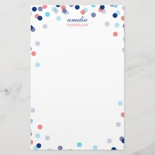 Papeterie REMARQUE PERSONNALISÉE jolie confetti bleu marine 