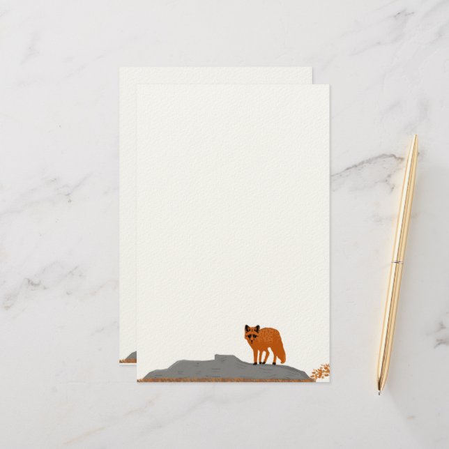 Papeterie 🦊 Renard sur le Rocher (Devant/Arrière en situation)