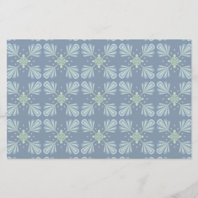 Papeterie Répétition abstraite florale bleu pastel (Devant)