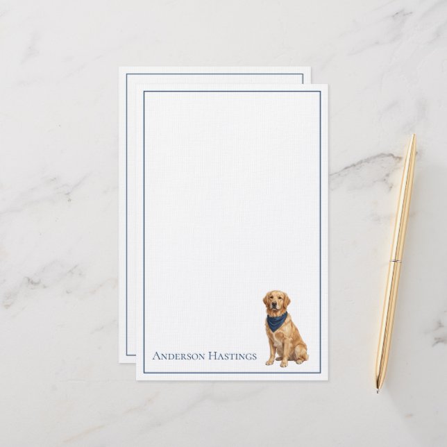 Papeterie Retriever doré personnalisé Prépa (Devant/Arrière en situation)
