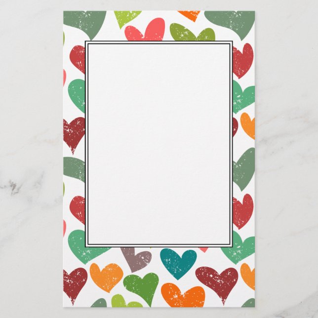 Papeterie Retro Colorful Super Valentine Coeurs Motif (Devant)