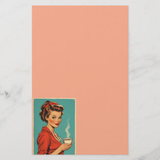 Papeterie Retro housewife coffee pink stationery