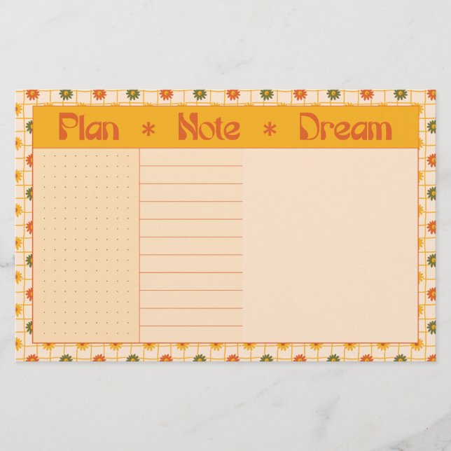 Papeterie Retro Spring Hand Drawn Plan and Dream Floral Grid (Devant)