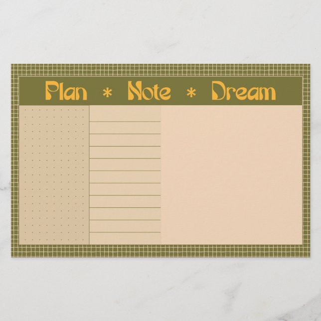Papeterie Retro Spring Hand Drawn Plan and Dream Green Grid (Devant)