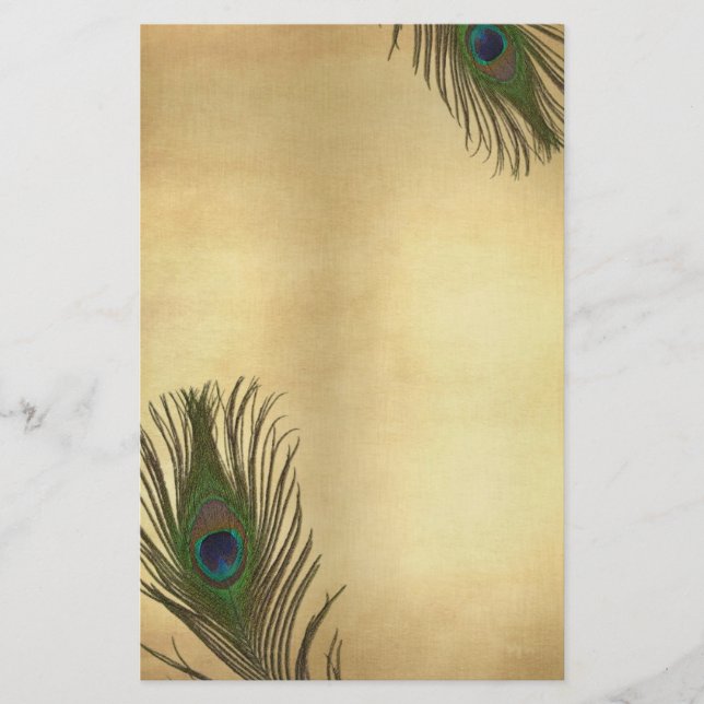 Papeterie Revêtement vintage Peacock Feathers Élégant (Devant)