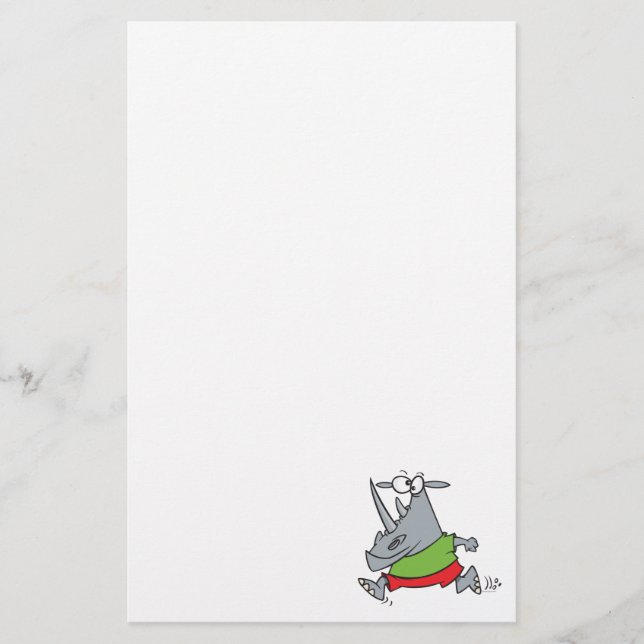 Papeterie rhinocéros de dessin animé joggeur courant goofy (Devant)