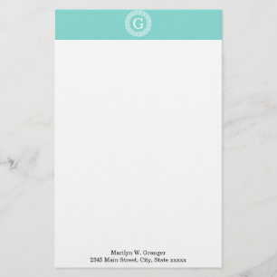 Papeterie Robin Oeuf Wht Grille Grecque Cadre Rnd Initial Mo