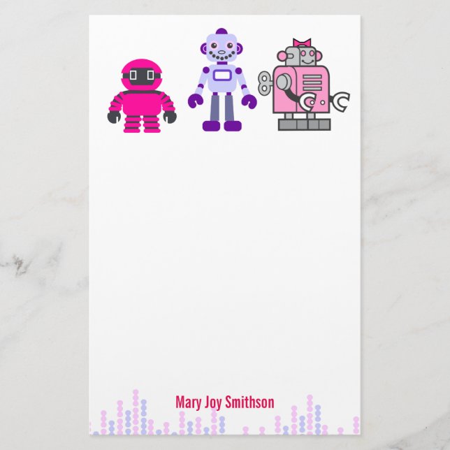 Papeterie Robot de Cyborgs Rose pour fille mignonne & Kawaii (Devant)
