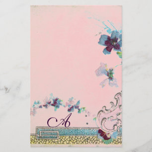 Papeterie ROMANTİCA Bleu Rose Mariage Floral Monogramme