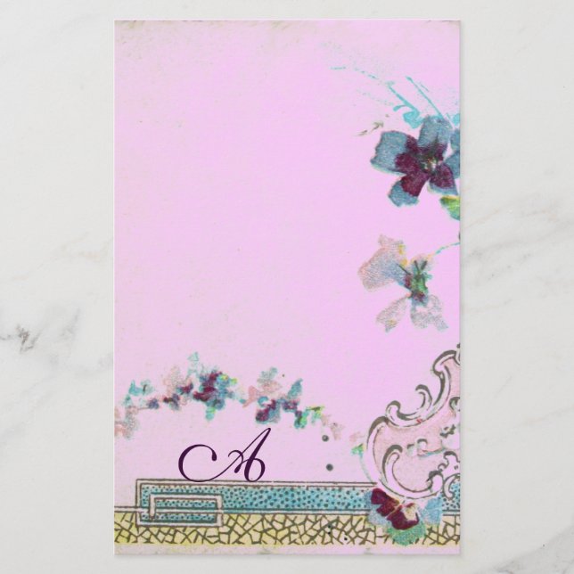 Papeterie ROMANTİCA Blue Lilac Mariage Floral Monogramme (Devant)