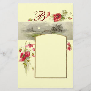 Papeterie ROMANTİCA MONOGRAM / POPIES, rouge, vert, crème