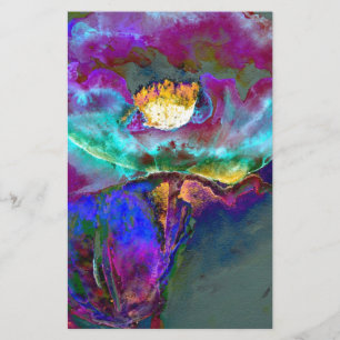 Papeterie Romantique élégant violet turquoise peinture de fl