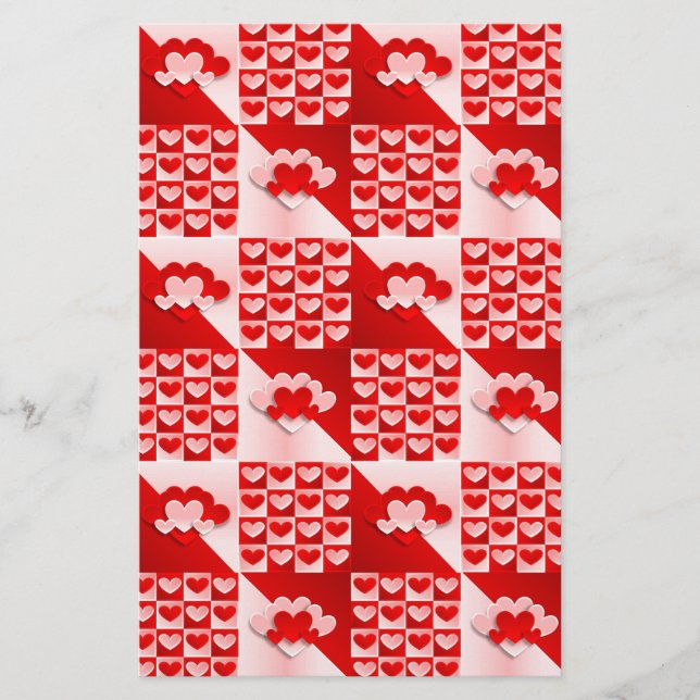 Papeterie Romantique Saint Valentin Coeurs d'amour Rouge Coe (Devant)