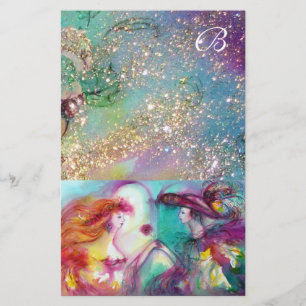 PAPETERIE ROMÉO ET JULIET, TURQUOISE BLEU OR SPARKLES MONOGR